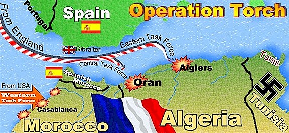 US and British troops land on the beaches of Algeria and Morocco
