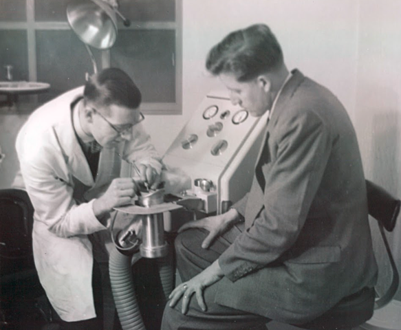 Eddie Parrish at work at SS Whites, (dental equipment) as a salesman