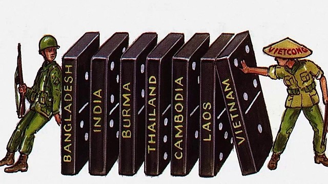 Dwight D. Eisenhower says the fall of French Indochina to communists will create a "domino effect" in Southeast Asia