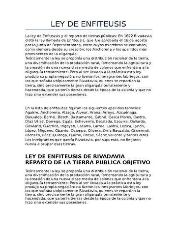 Empréstito y Ley de enfiteusis