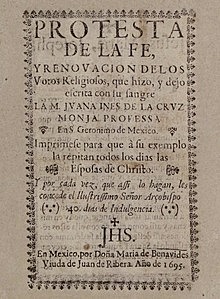 ¨Protesta de la fe¨   Sor Juana Inés de la Cruz