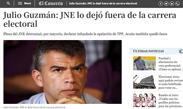 EXCLUSIÓN DE LA CONTIENDA ELECTORAL POR EL JNE