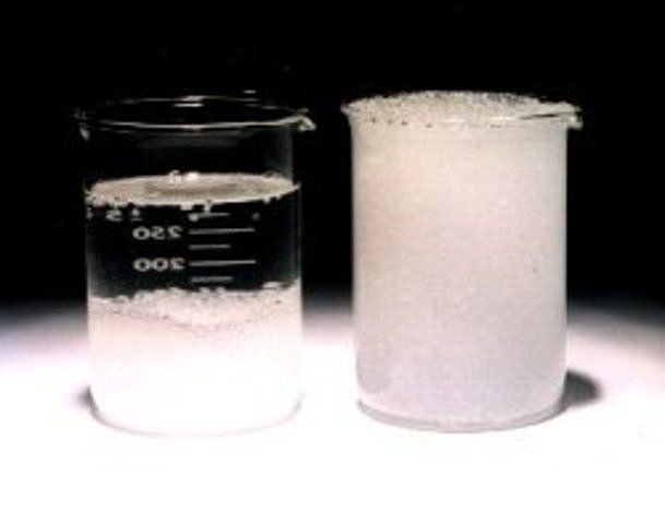 Elpoli(ácido acrílico) es extraño porque absorbe enormes cantidades de agua.