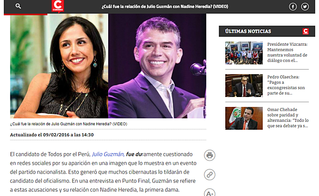 CRÍTICAS POR TRABAJAR CON NADINE HEREDIA