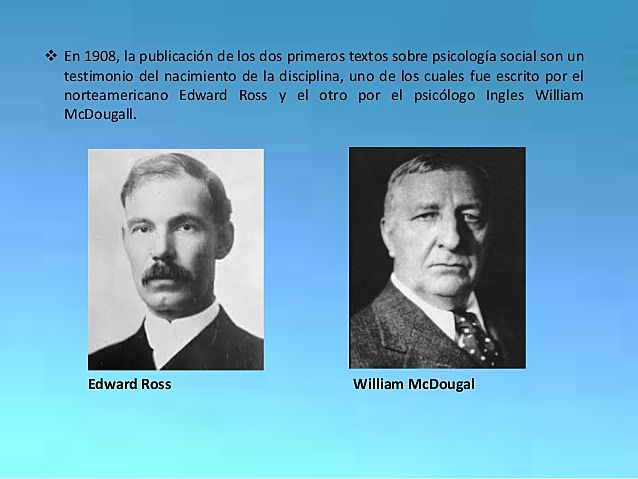 Estados Unidos la psicología Social hace su aparición en 1908.