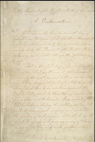 Emancipation Proclamation Goes into Effect