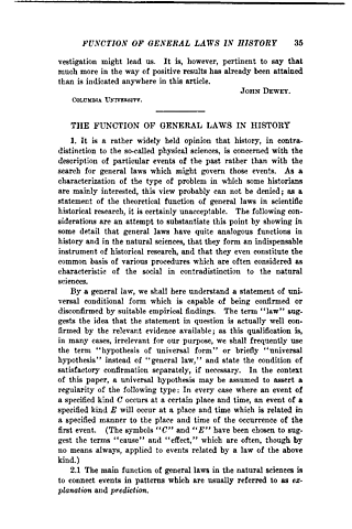 The Function of General Laws in History