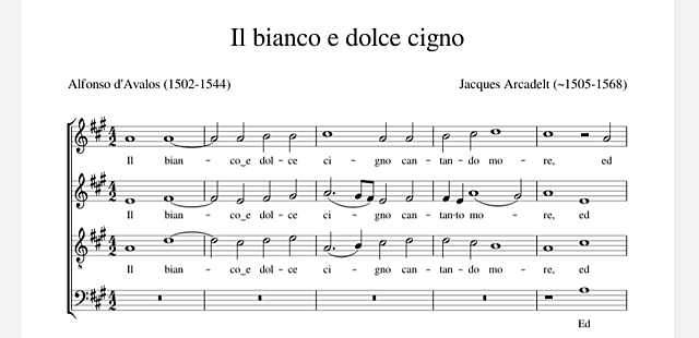 Arcadelt's Madrigal "Il bianco e dolce cigno"
