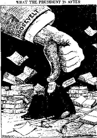 Roosevelt’s attempt to “pack” the Supreme Court cases conservative backlash in Congress.