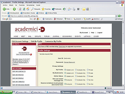 Creación de la primera red social académica: Academici