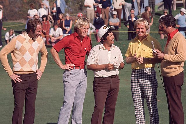 Men's golf attire in the 1970s
