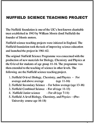 ♢Plan Nuffield para la enseñanza de las ciencias