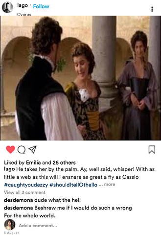 Cassio taking Desdemonas hand