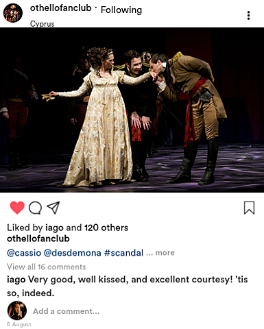 Cassio welcomes Desdemona to Cyprus