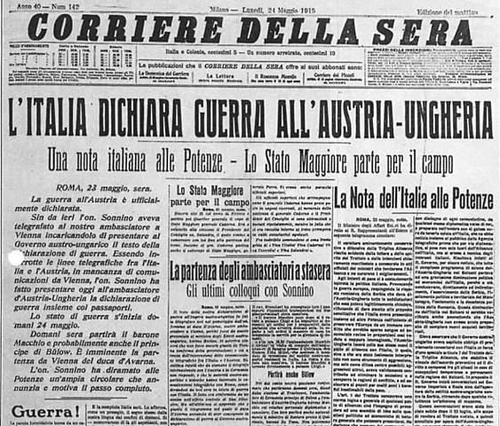 ITALIA DECLARA LA GUERRA A AUSTRIA-HUNGRÍA