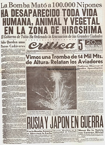 Lanzamiento de Bombas a Nagasaki e Hiroshima