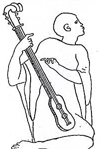 Representaciones en dibujos del antiguo Egipto que se asemejan a la guitarra