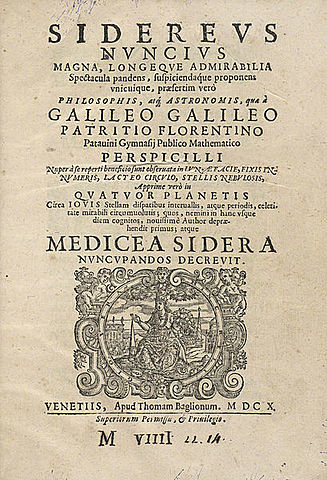 The publication of Sidereus Nuncius, by Galileo Galilei, the first observations made through a telescope