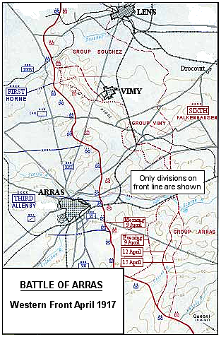 Map - Battle of Arras/Vimy Ridge