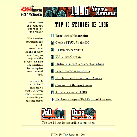 Las 10 noticias más importantes de 1996