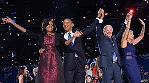 Re-elected for second term 44th president