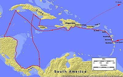 Christopher Columbus Lands in the Bahamas