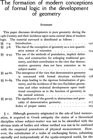 The Formation of Modern Conceptions of Formal Logic in the Development of Geometry (1939)
