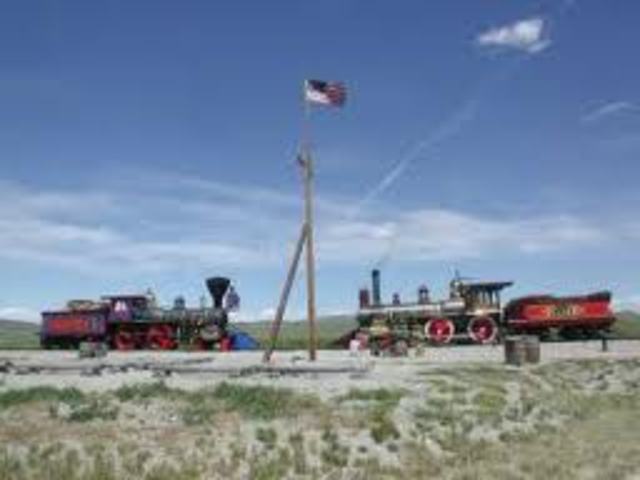 Transcontinentual railroad was completed, and golden spike was layed down