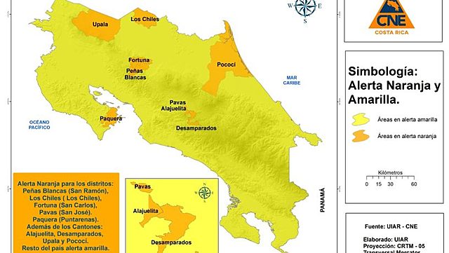 Costa Rica declara alerta amarilla