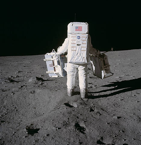 Foto del austronauta Buzz Aldrin en la luna.