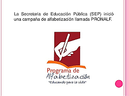 Establece Programa  Nacional de Alfabetización