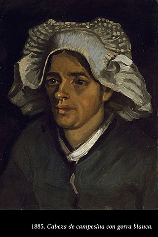 Cabeza de campesina con gorra blanca