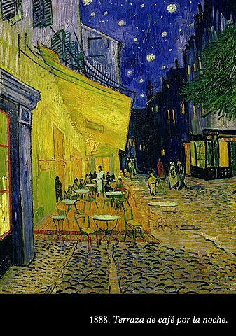 Terraza de café por la noche