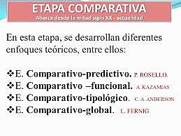 La etapa comparativa(abarca desde la segunda mitad del siglo XX hasta nuestros días.)