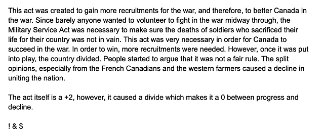 The Military Service Act (! & $)