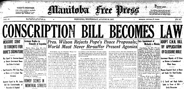 Canadian Government Begins Conscription