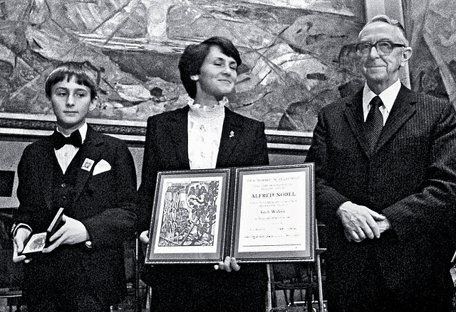 Polish leader Lech Wałęsa - laureate of Nobel Peace Prize- 1983r.