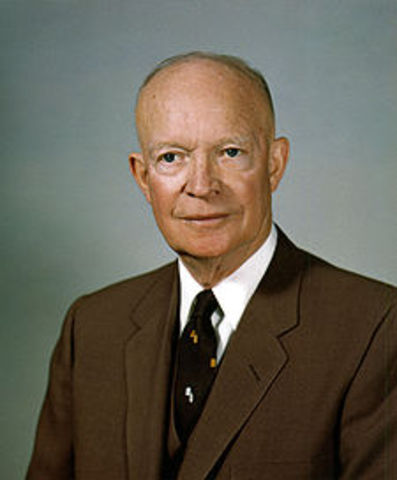 Dwight D. Eisenhower is elected as a moderate Republican.