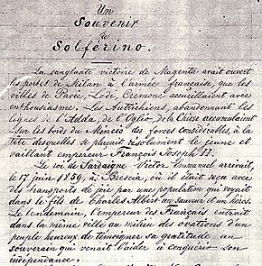 Publicación de "Un Recuerdo de Solferino"