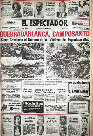 Tragedia de Quebrada Blanca- Cundinamarca, Meta -muertes 500 (aprox.)