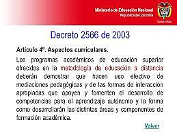 REGULACIÓN DEL DECRETO 2566 DE 2003