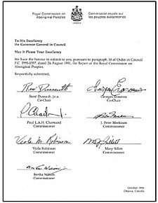 The Royal Commission on Aboriginal Peoples Submits Its Report After 5 years