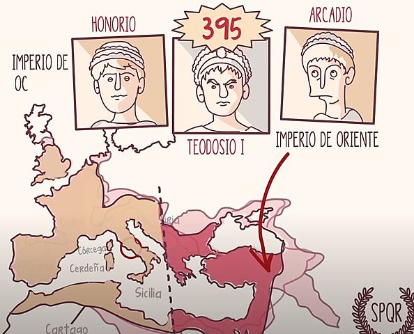El imperio romano se divide en 2