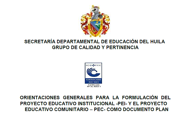 ESTUDIO DOCUMENTO GUIA ORIENTACIONES FORMULACIÓN P.E.I.