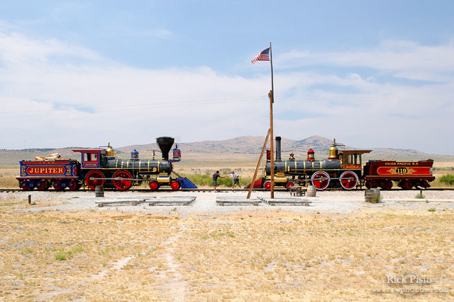 The First Transcontinental Railroad was completed at Promontory Summit, north of the Great Salt Lake.