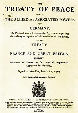 The Treaty of Versailles is signed by Germany and World War I comes to an end.