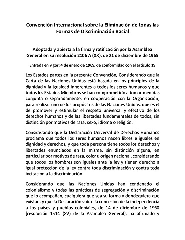 Convención Internacional sobre la Eliminación de todas las Formas de Discriminación Racial