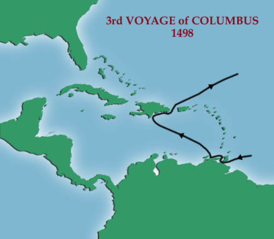 The Third voyage of Christopher Columbus from Seville, Spain, with six ships.