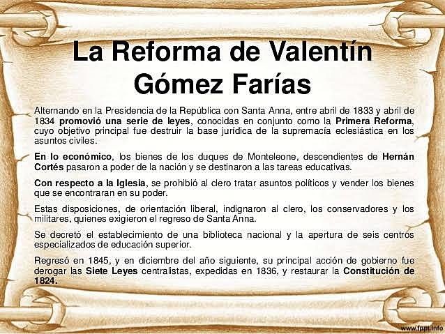 Derogación de las leyes de Valentín Gómez Farías