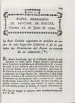 Primer periódico en colombia